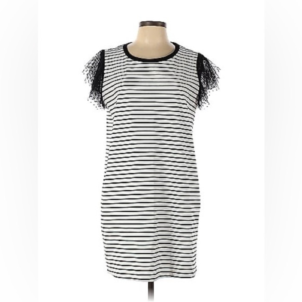 Adrienne Vittadini Black and White Striped Dress